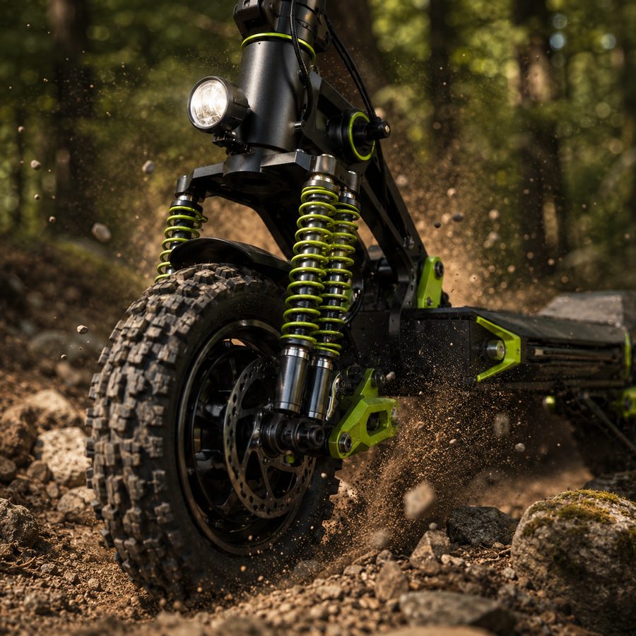VORTEX Z10 — inverted hydraulic front suspension over rough ground